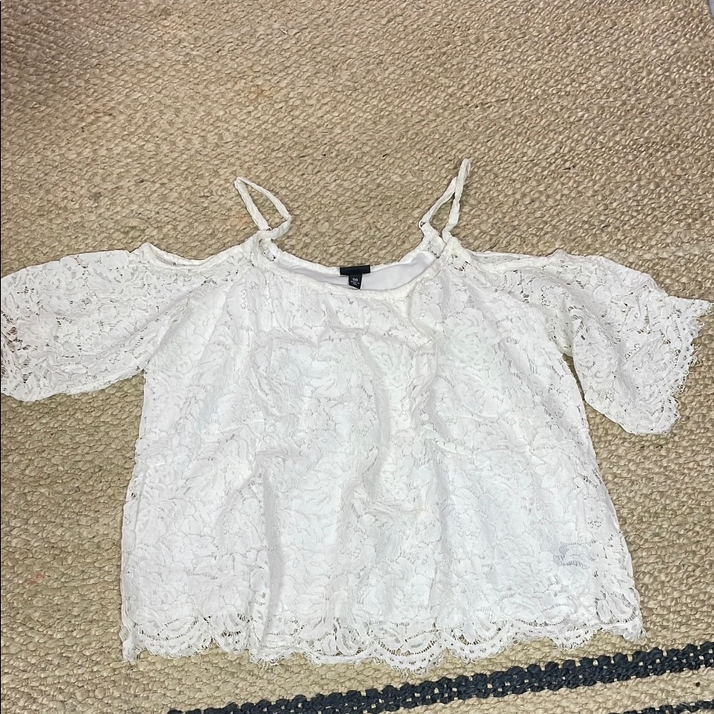 Torrid White Flutter Sleeve Cut Out Blouse